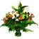 Winter garden. Splendid bouquet emphasizing the tenderness of lilies shaded by white and green chrysanthemums.
